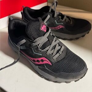 Saucony Black and Pink Running Shoes